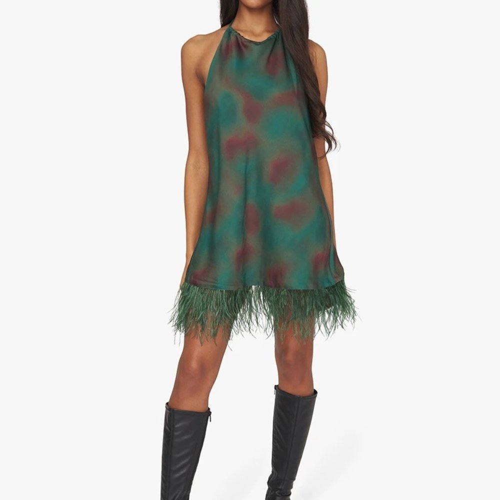 We Wore What Halter Foliage Swirl Dress